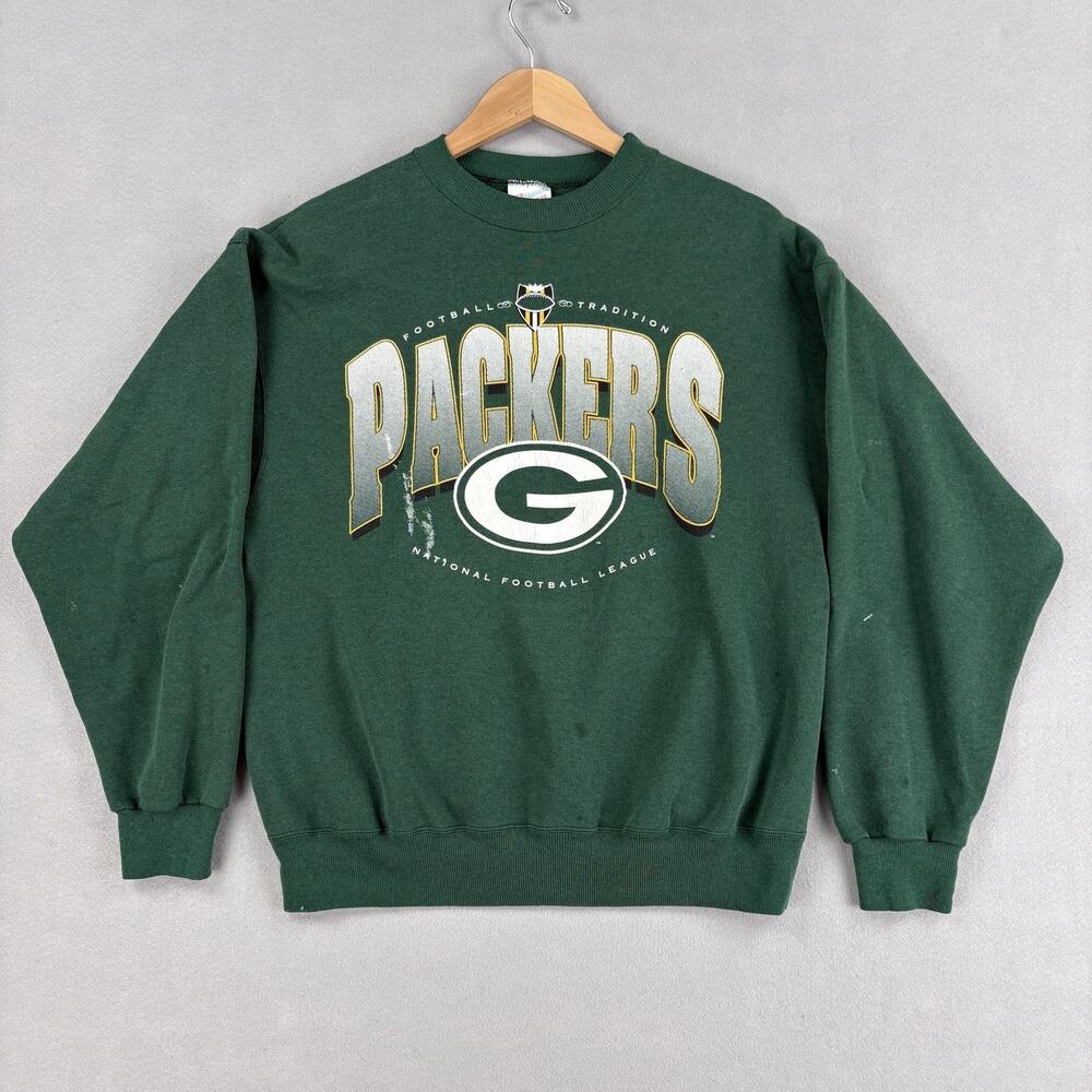 Vintage Green Bay Packers Sweatshirt Mens XL Green NFL Football Crewneck Hanes